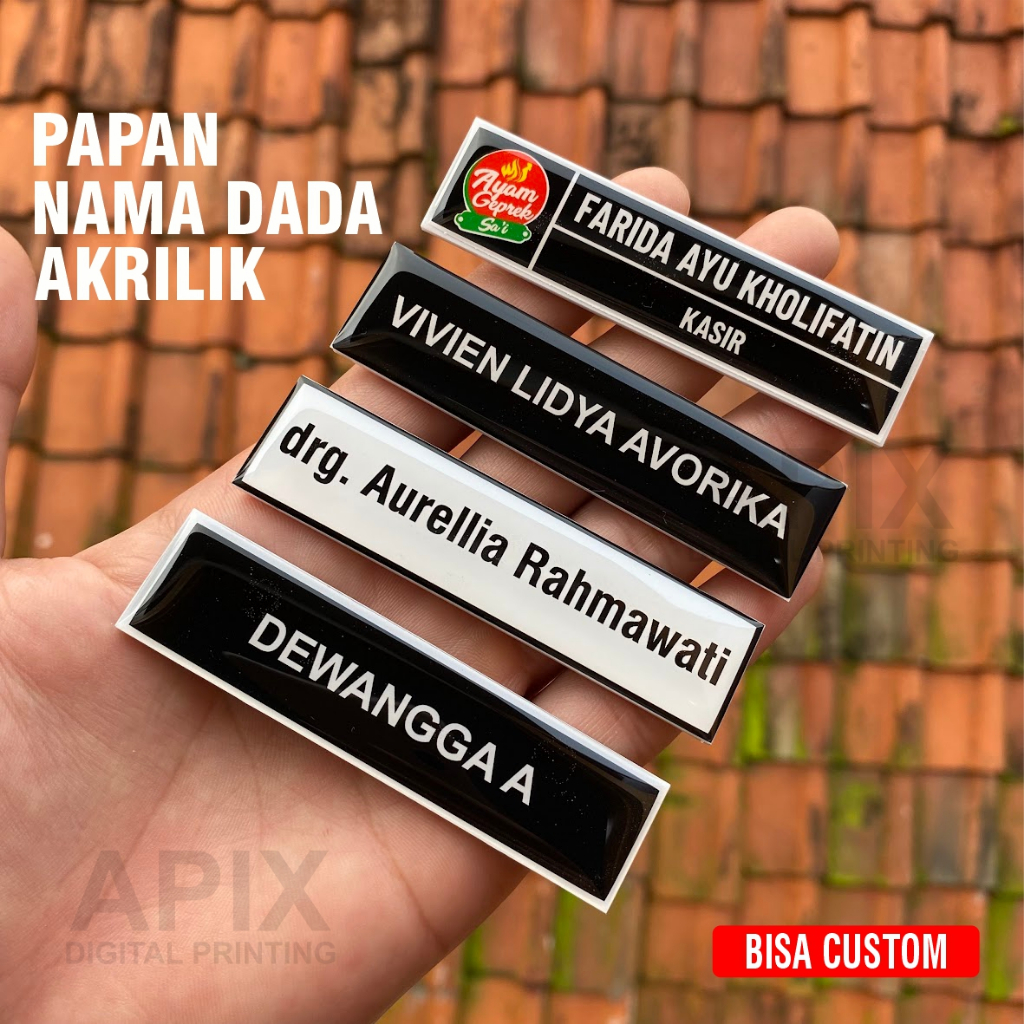 

Papan Nama Dada Akrilik Name Tag Acrylic Peniti