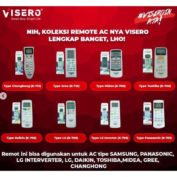 Remote AC merk visero dengan pilihan merk ac ( samsung sharp daikin pana sonic mitsubishi Gree)