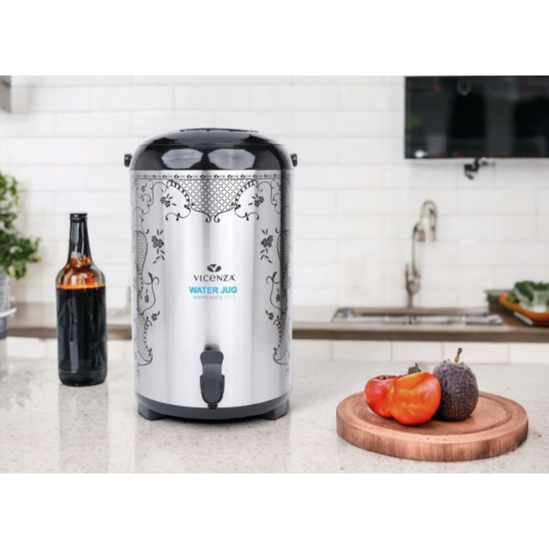 VICENZA Water Jug 11,8 Liter motif CAMELIA wadah saji air hangat dingin (jaga suhu), tutup inovatif 