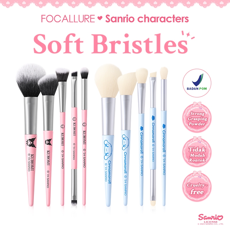 [WAREHOUSE SALE] FOCALLURE X Sanrio Fluffy Makeup Brush Set 5PCS #DressUpSlay