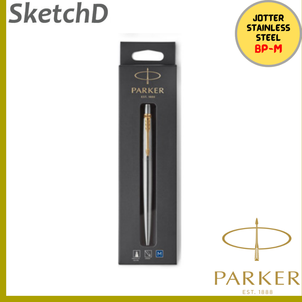 

Parker Jotter BP Stainless Steel Gold Tip SS/GT Hangsell Box Ballpoint Ball Point Signature Pen Pena Pulpen Tanda Tangan