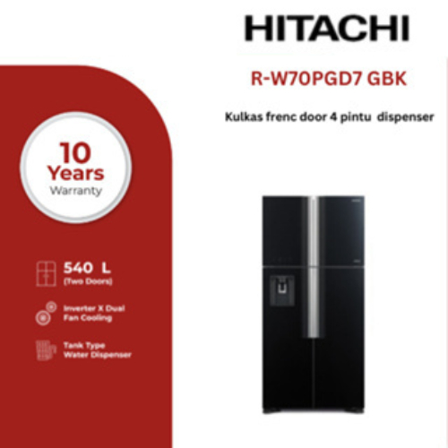 HITACHI Kulkas 4 Pintu Big French 550 Liter R-W70PGD7 GBK