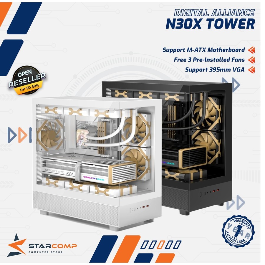 Digital Alliance N30X M-ATX Mid-Tower Case Gaming Tempered Glass