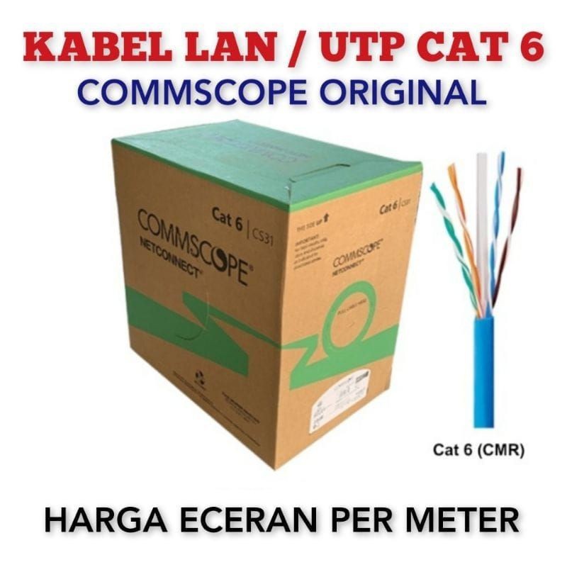 KABEL LAN UTP Cat6 AMP COMMSCOPE (Blue) Eceran/PerMeter - GNB