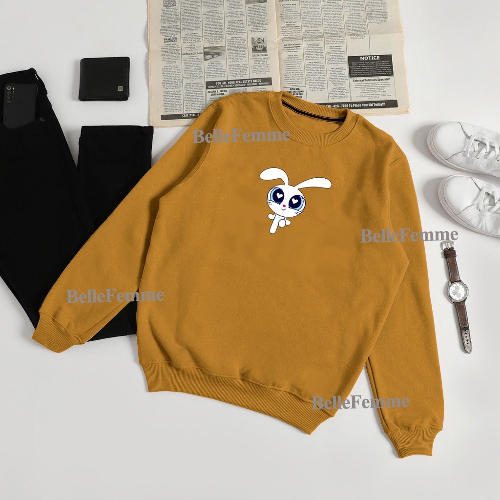 sweater crewneck wanita dewasa rabbit blue terbaru 2024 l xl xxl baju jaket wanita jumbo others baju