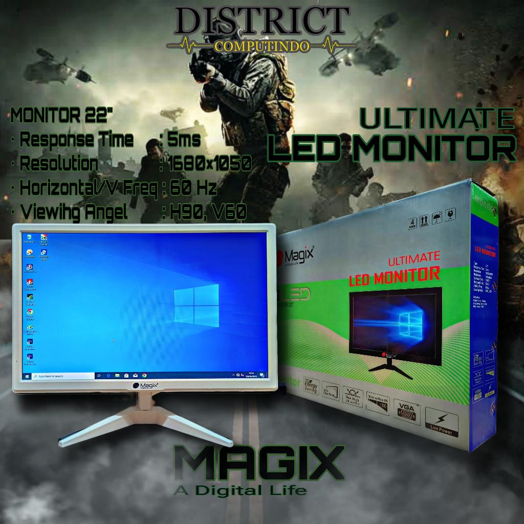LED MONITOR 22 INCH MAGIX SOCKET VGA HDMI