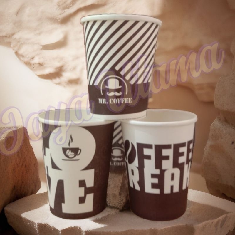 Gelas Kopi Paper Cup Motif / Gelas Paper Cup Motif (50pcs)