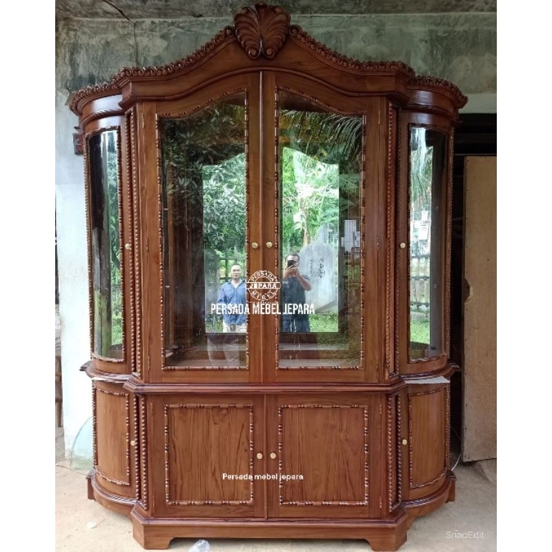 Lemari hias mahkota / Lemari hias jati / Lemari hias / Lemari / Lemari pajangan