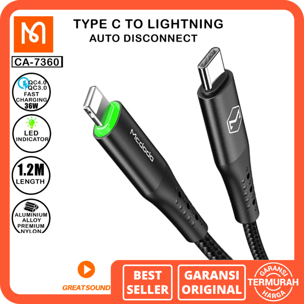 Mcdodo Kabel Type C to Lightning Fast Charging Mcdodo 7360 Mcdodo 7361 Mcdodo 8560 Mcdodo 8561