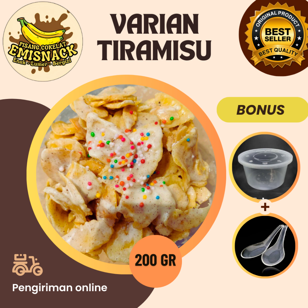 

Pisang crispy lumer varian tiramisu ukuran jumbo 250 gr termurah