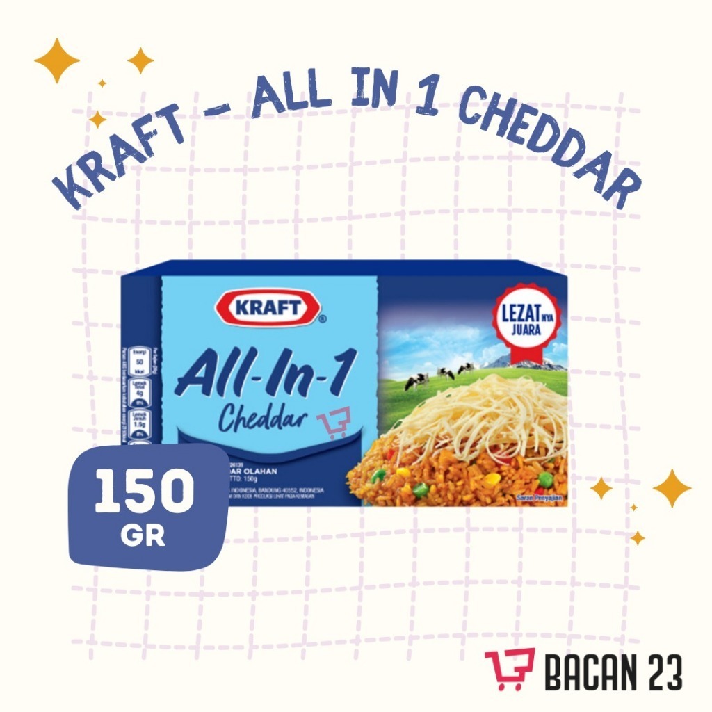 

Keju Kraft All in One (150gr) / Keju Parut / Keju Leleh / Bacan 23 - Bacan23