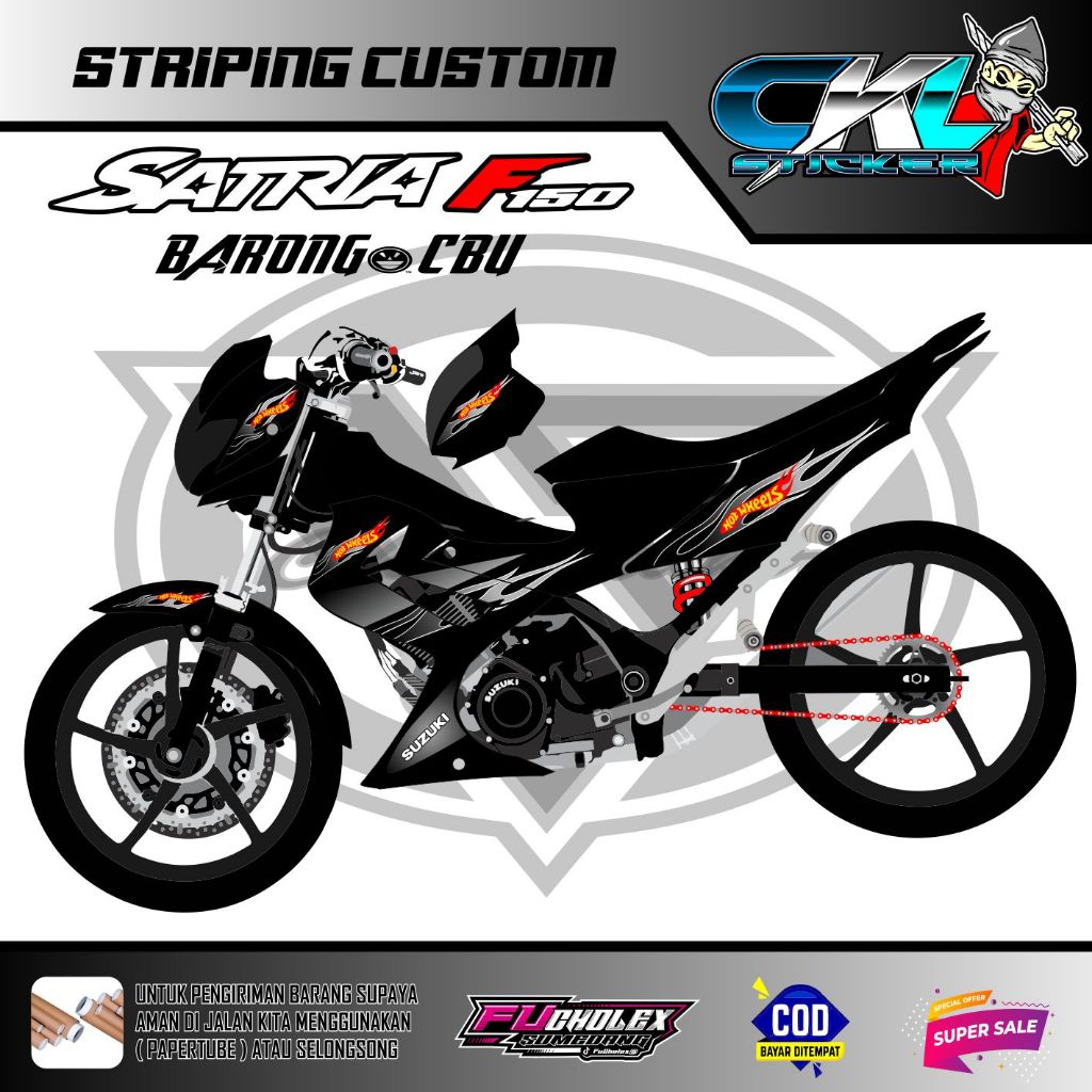 STRIPING VARIASI SUZUKI SATRIA FU BARONG CBU STIKER CUSTOM GOT WEELS