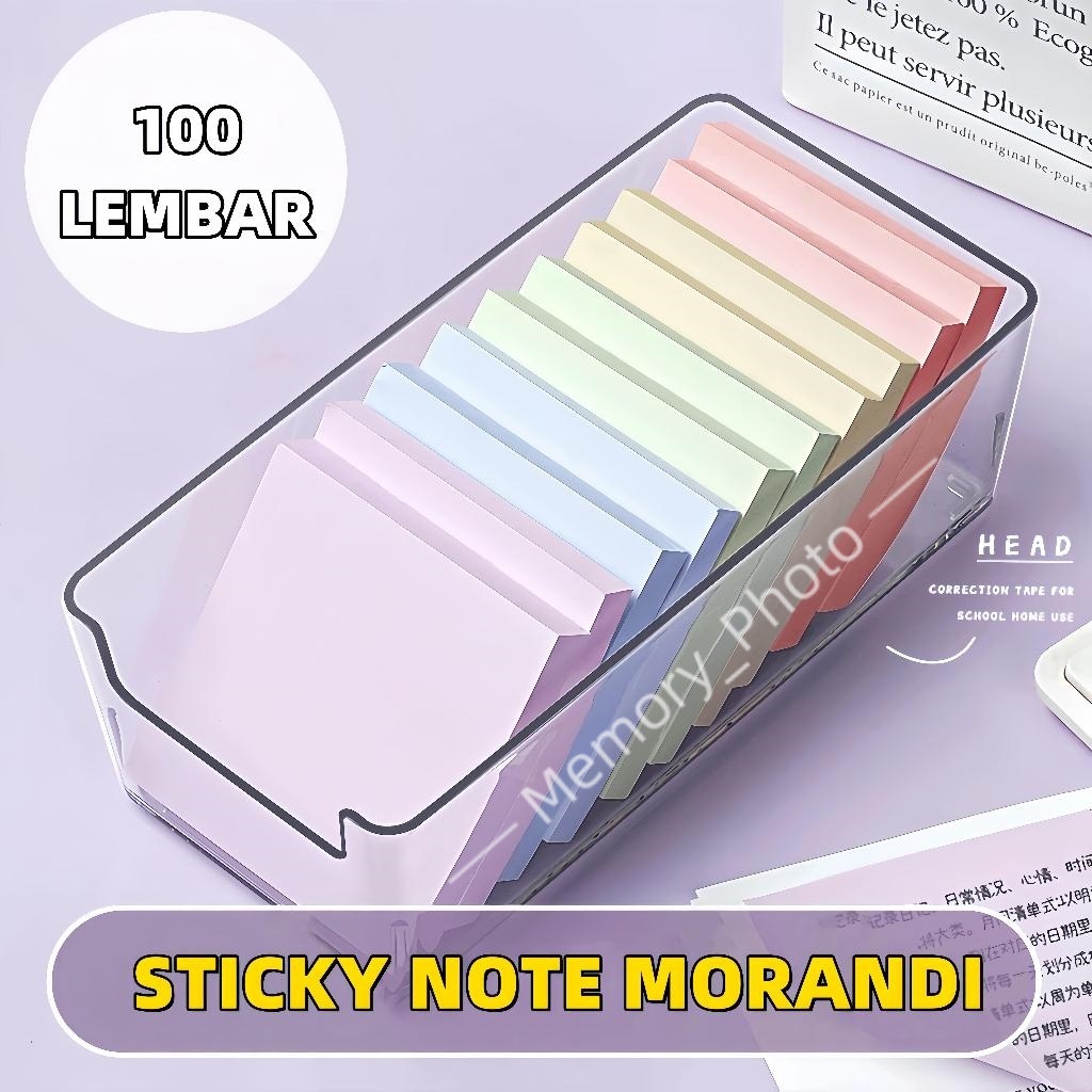 

Morandi Color Sticky Note Memo Label Sticker Bookmark Warna-warni Note Pad Stationery Sekolah Office Supplies 100 Lembar