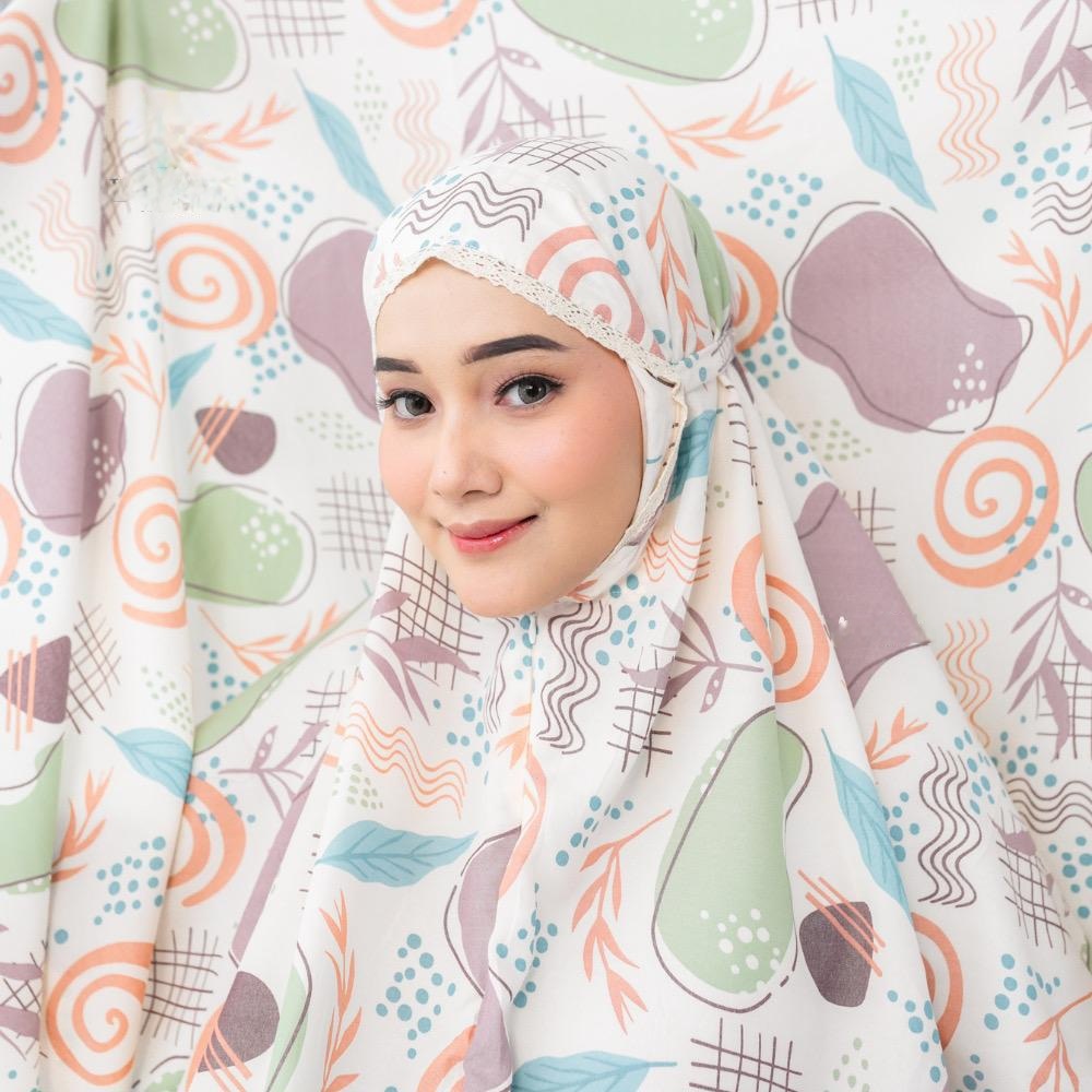 YUNAJUN89 - Perlengkapan Ibadah Mukena Wanita Dewasa Mukena Motif Bunga Haura 2in1 Mukena Resleting 