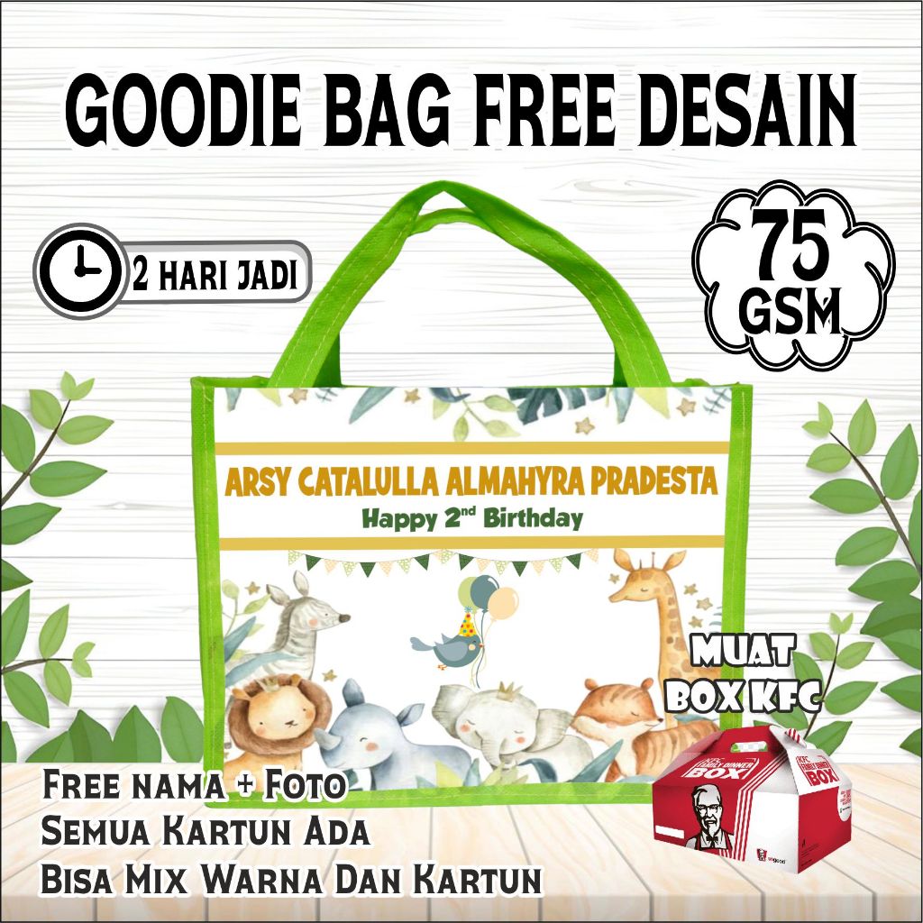 

Tas Ultah Goodie Bag Souvenir Ulang Tahun Kartun Murah Custom Nama Aqiqah Parcel Kado/tas tote bag/totebag/goodie bag ulang tahun anak