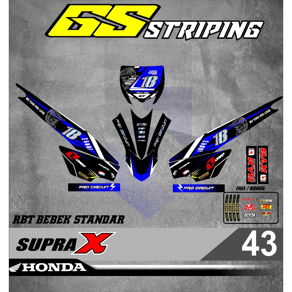 STICKER STRIPING MOTOR RBT SUPRA X RBT VEGA BEBEK MODIF SUPERMOTO RBT new terbaru RBT GS V.43
