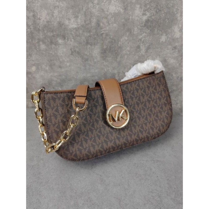 MK Carmen Small Pouchette Signature Brown
