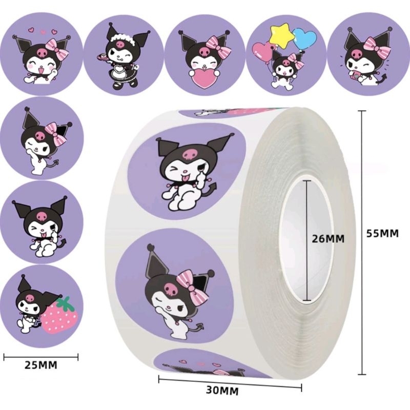 

Sticker roll Sanrio lucu DIY karakter / stiker label thank you isi 500 pcs