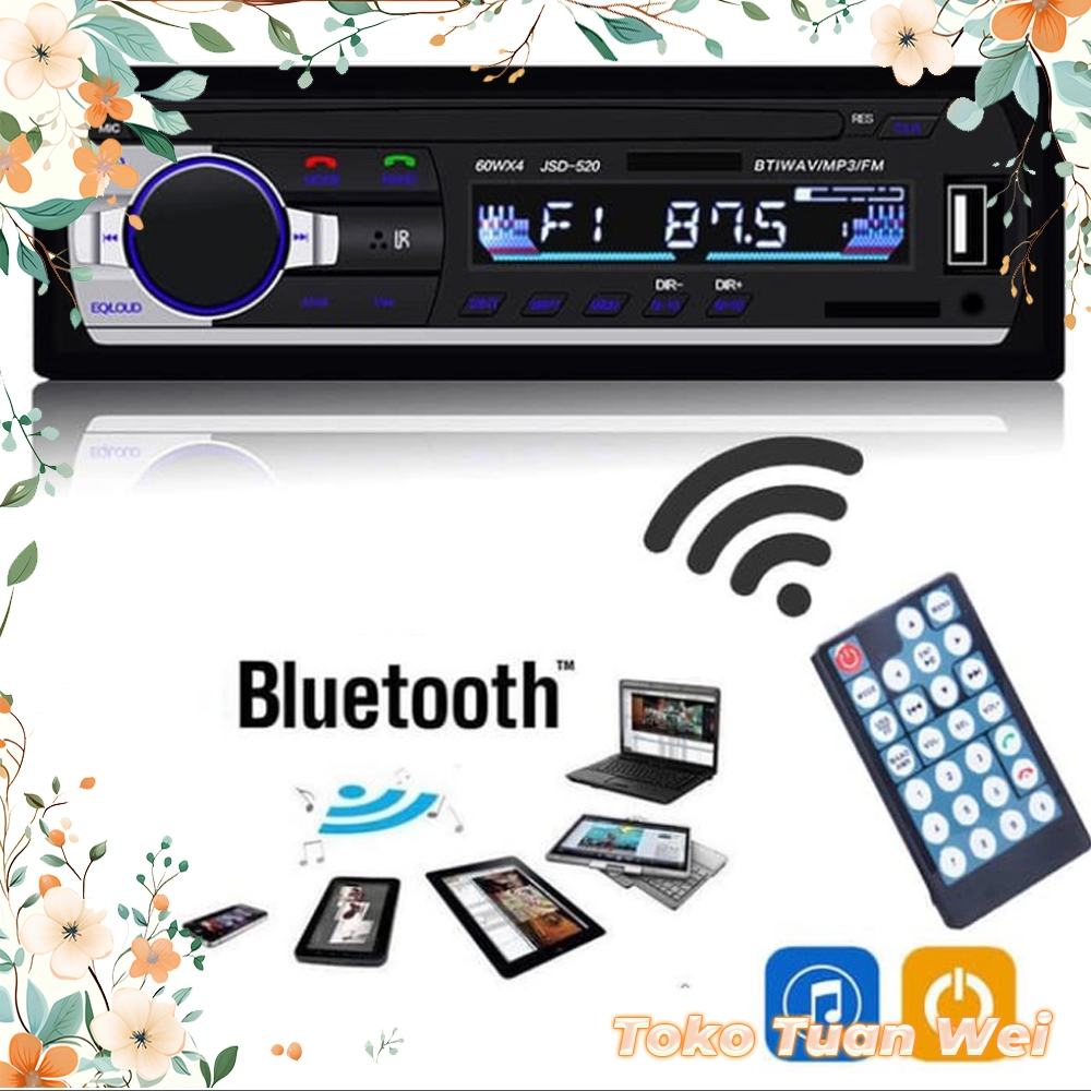 Kerndy Jsd-520 Tape Audio Mobil Mp3 Player Multifunsi Bluetooth Wireless Receiver Jsd520