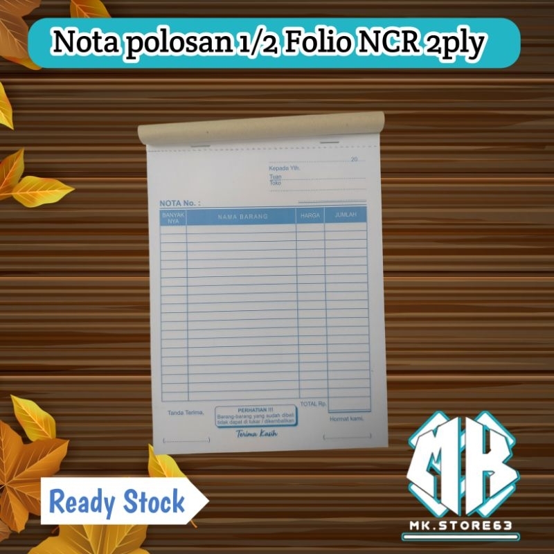 

NOTA KONTAN 2 PLY & 1 PLY 1/2 FOLIO - SIAP KIRIM