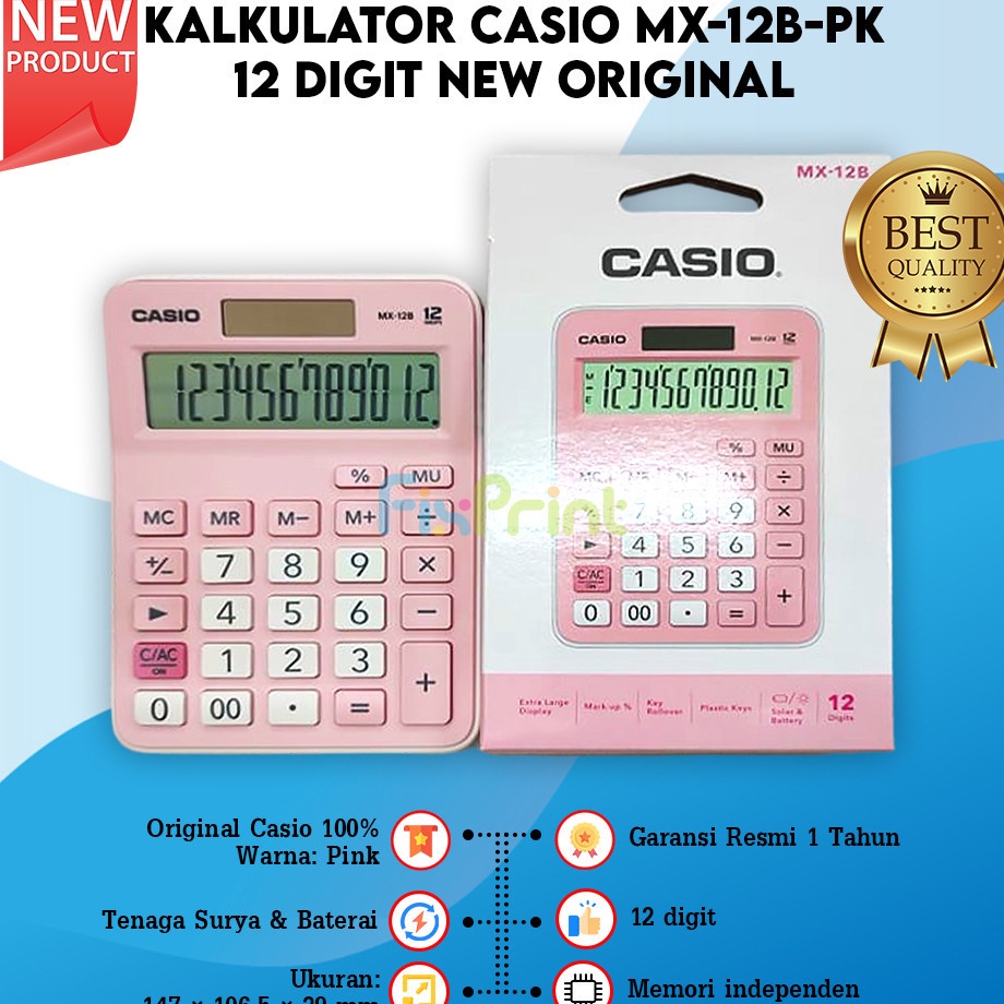 

Seller Kalkulator Casio MX 12B Calculator MX12B Desktop 12 Digit Kalkulator Lucu Pink Biru Muda Putih Hitam