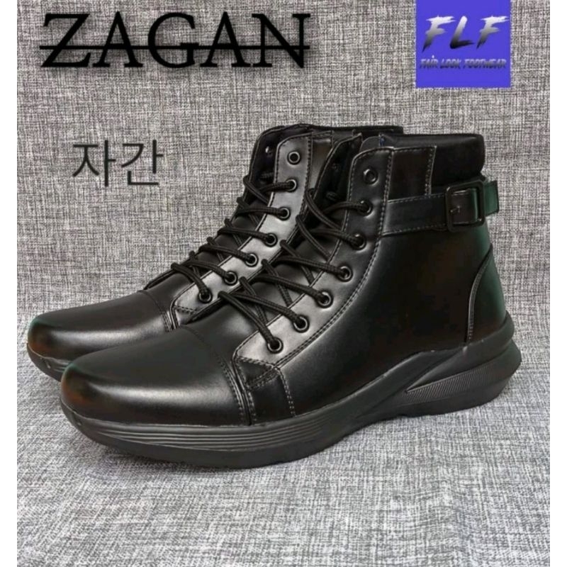 ZAGAN BLACK - Sepatu Unisex (Pria / Wanita) Boots Korea Bts