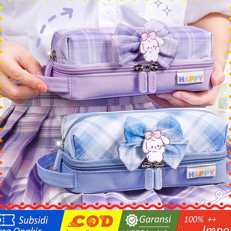 

TXS8 Korean Pen Pencil Case Happy Ribbon Kotak Tempat Pensil Box MKT