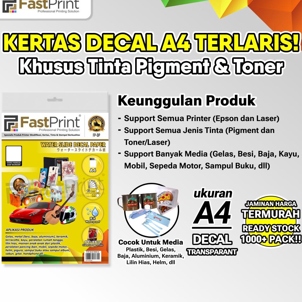 

Fast Print Kes Water Slide Decal Transparant A4 1 Gram