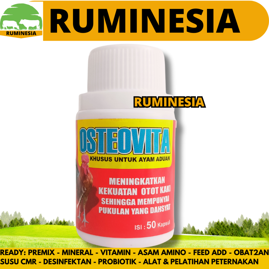 PROMO OSTEOVITA 50 KAPSUL EKA FARMA - Vitamin Ayam Aduan Penguat Kaki Pukulan - Vitamin Ayam Aduan