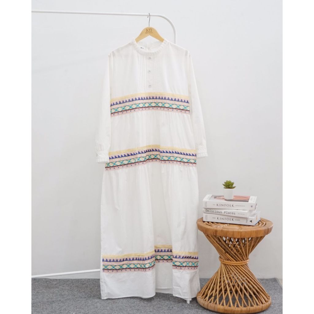 TRISHA DRESS - Gamis Poplin Motif Bordir - Kheva Mauza