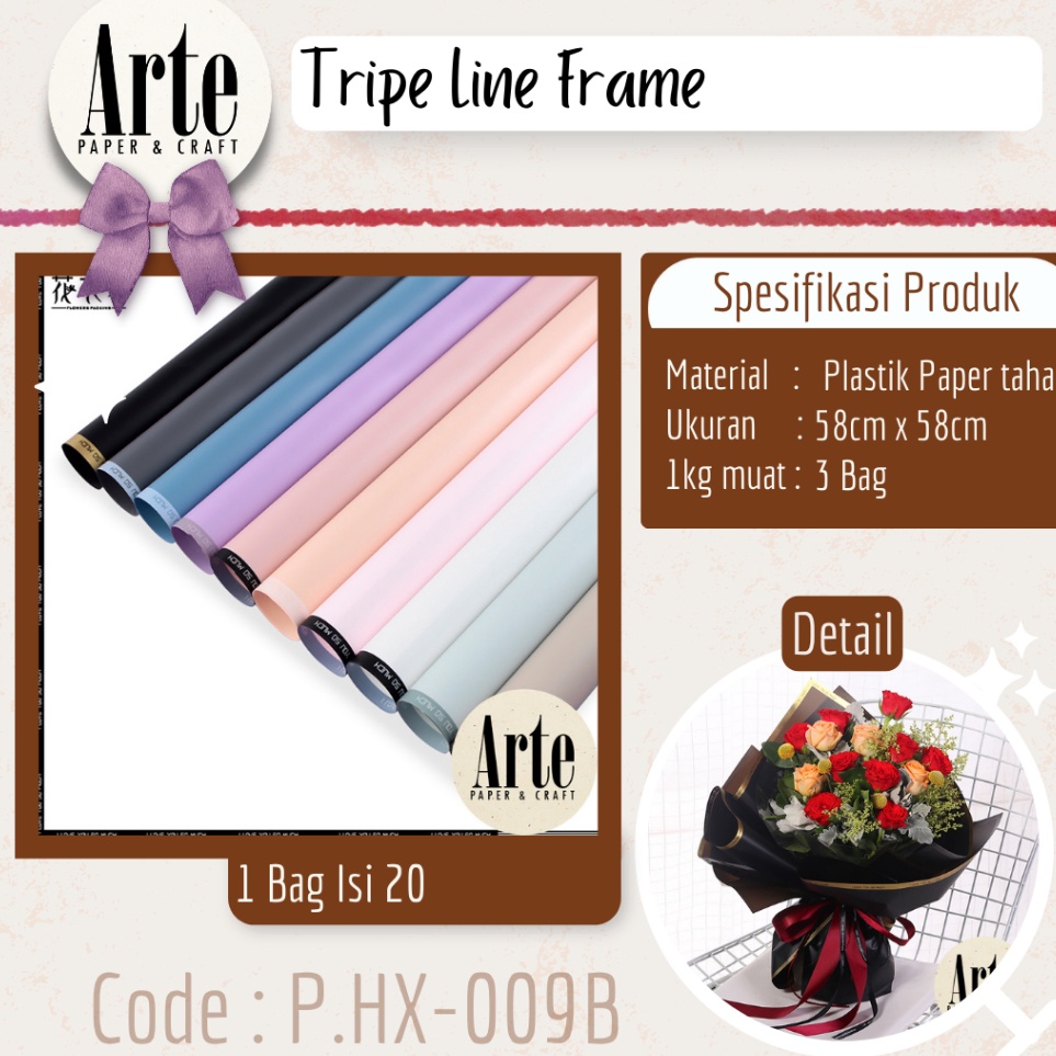 

2 Lembar Cellophane Bingkai Frame Matte Triple Line Ori Sinowrap Bingkai Buket Bunga Korean Waterproof Flower Wrapping Paper Calor Kado Arte Grosir Florist Supply Jaka i PHX9B