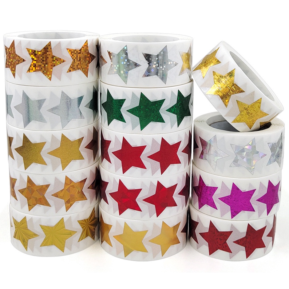 

Diskon Besar Sticker Label Glitter Decoratif DIY Stiker Warna Warni Pelangi 1 Roll 5 pcs