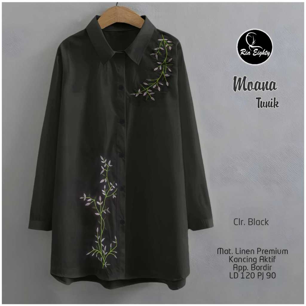 Moana tunik bordir size  jumbo ld 120 cm pb 80 cm kemeja wanita oversize bahan katun popplin