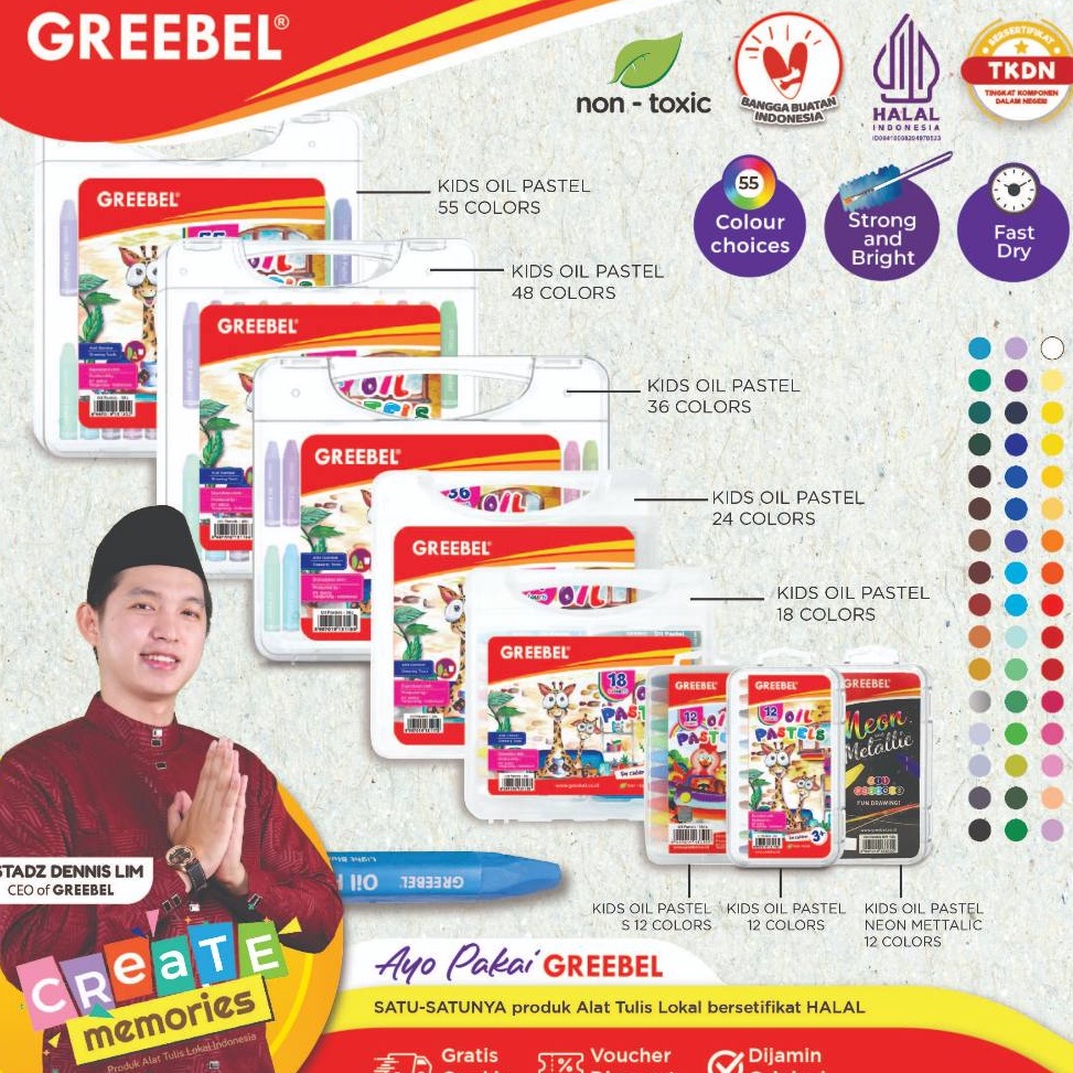 

Cuma satu hari GREEBEL Crayon Krayon KIDS OIL PASTEL tidak berdebu cerah untuk Sekolah Anak professional non toxic