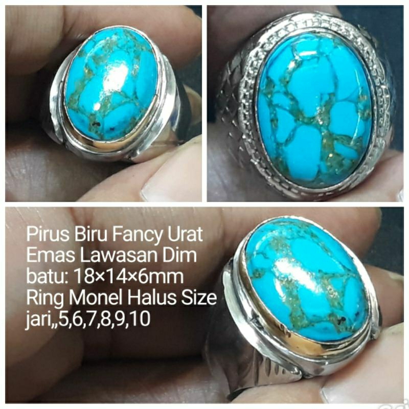 CINCIN BATU PIRUS MESIR BIRU FANCY URAT EMAS