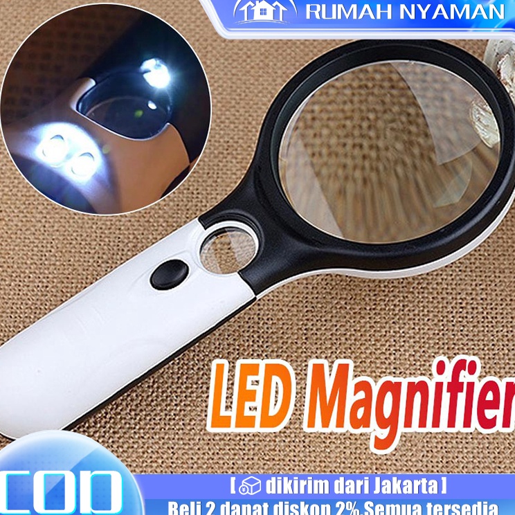 

New Style 2in1 Magnifier Gelas Kaca Pembesar Dengan Lampu 3 LED Loop Magnifying Untuk Membaca dan Perhiasan