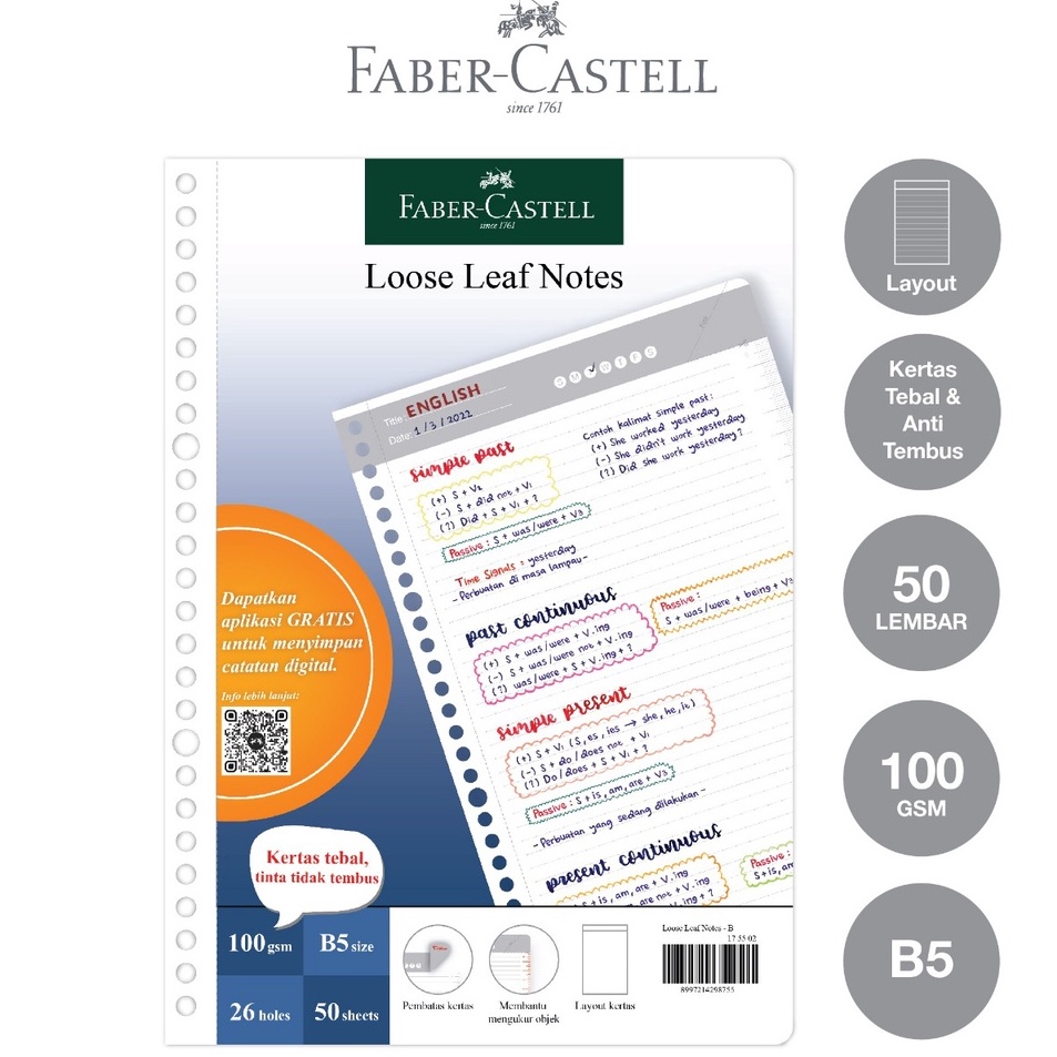 

FaberCastell Kes Loose Leaf Digital B5 Isi File 5 Lembar Garis Biasa