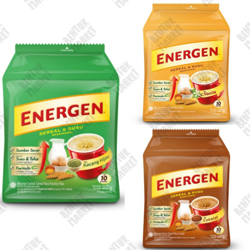 

ENERGEN Minuman Sereal Coklat 10x30gr / Energen Vanila / Energen Kacang Hijau / Sereal