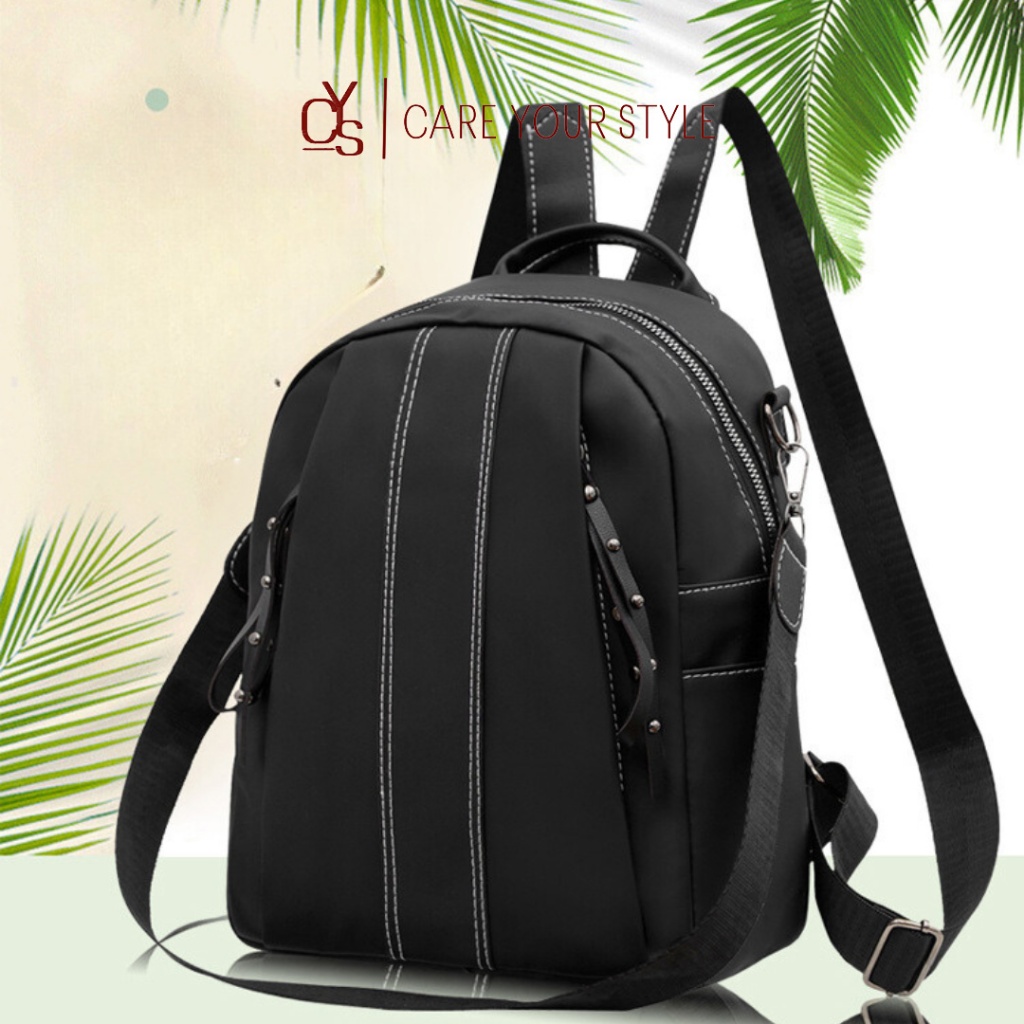 Backpack Tas Ransel Mini Wanita Sekolah Kuliah Import Hitam Polos Casual Cewek Korea Style T263