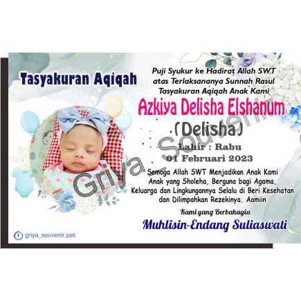 kartu besek aqiqah/syukuran bayi/ kelahiran bayi