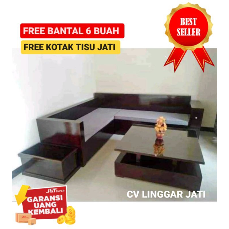 KURSI TAMU BOX KAYU JATI BANGKU KURSI SUDUT BOX SAMPAH KURSI JATI MEWAH SUPER JUMBO