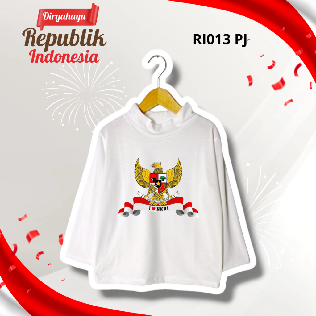 RI013 Atasan Lengan Panjang Turtle Neck - Baju Atasan Kaos Top Hijab Anak Perempuan Laki-laki Kerah 