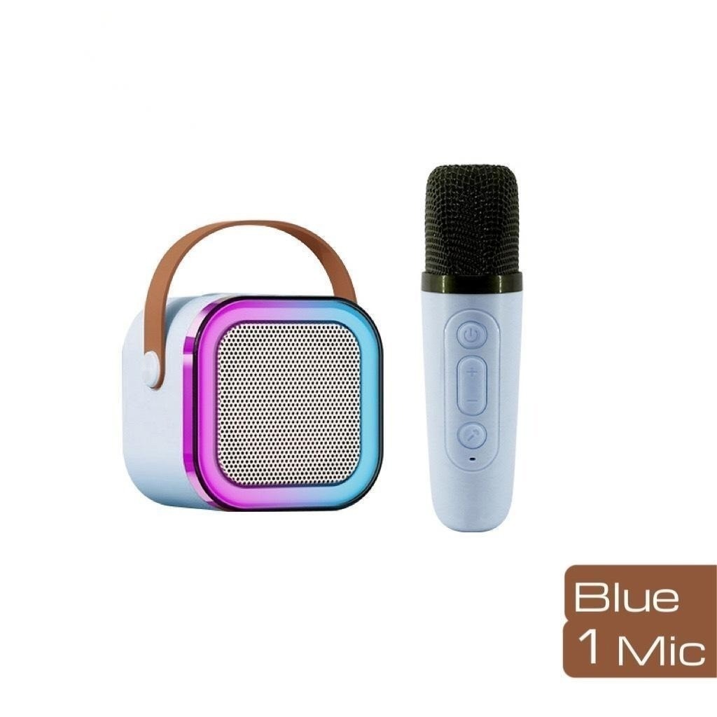 Speaker Bluetooth Karaoke Wireless Microphone 2pcs/Set High End Karaoke Speaker RGB Light Speaker Bluetooth Bass Dapat Terhubung ke HP/TV/Komputer Bluetooth Speaker-Blue 1 Mic