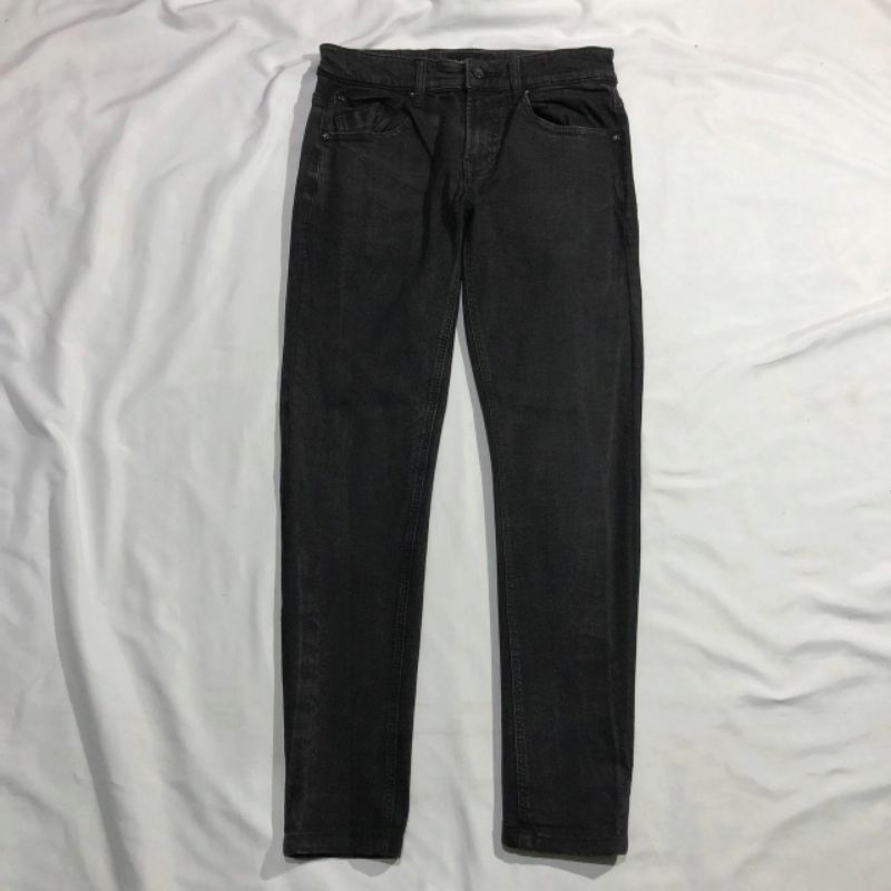 Celana Panjang Longpants Jeans Design United Dark Grey Washed Fading Skinny Original Second Preloved