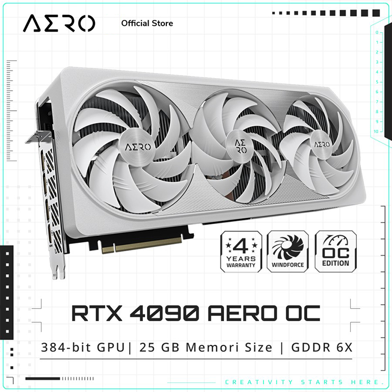 VGA Card Gigabyte GeForce RTX 4090 AERO OC 24GB GDDR6X