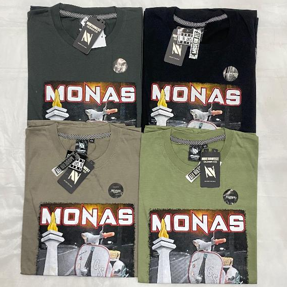KAOS DISTRO PRIA WANITA GAMBAR MONAS JAKARTA BAJU DEWASA MOTIF JAKARTA KAOS KATUN 24S