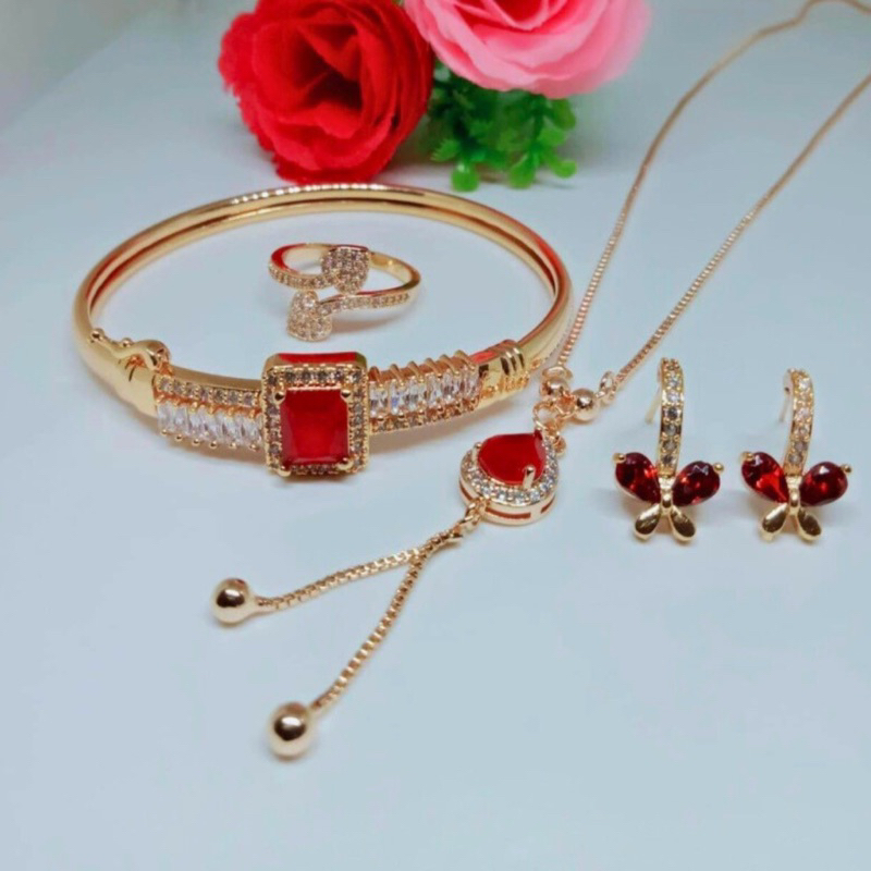 1 set perhiasan emas dewasa asli 24 karat mewah elegan simple