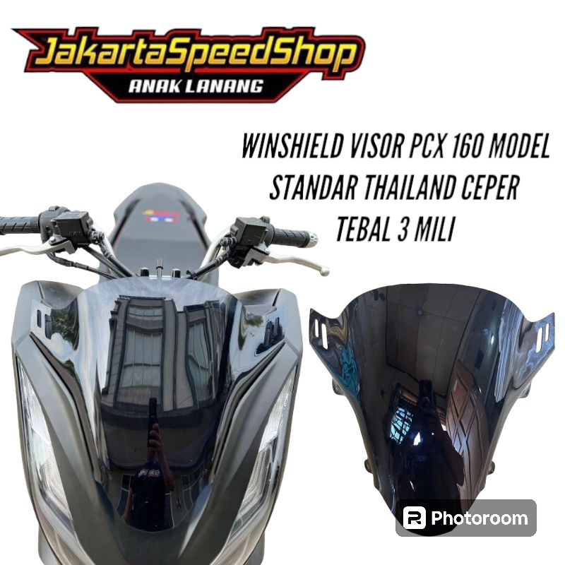 Winshield visor variasi honda pcx 160 standar ceper model thailand bahan akrilik 3 mili warna bening