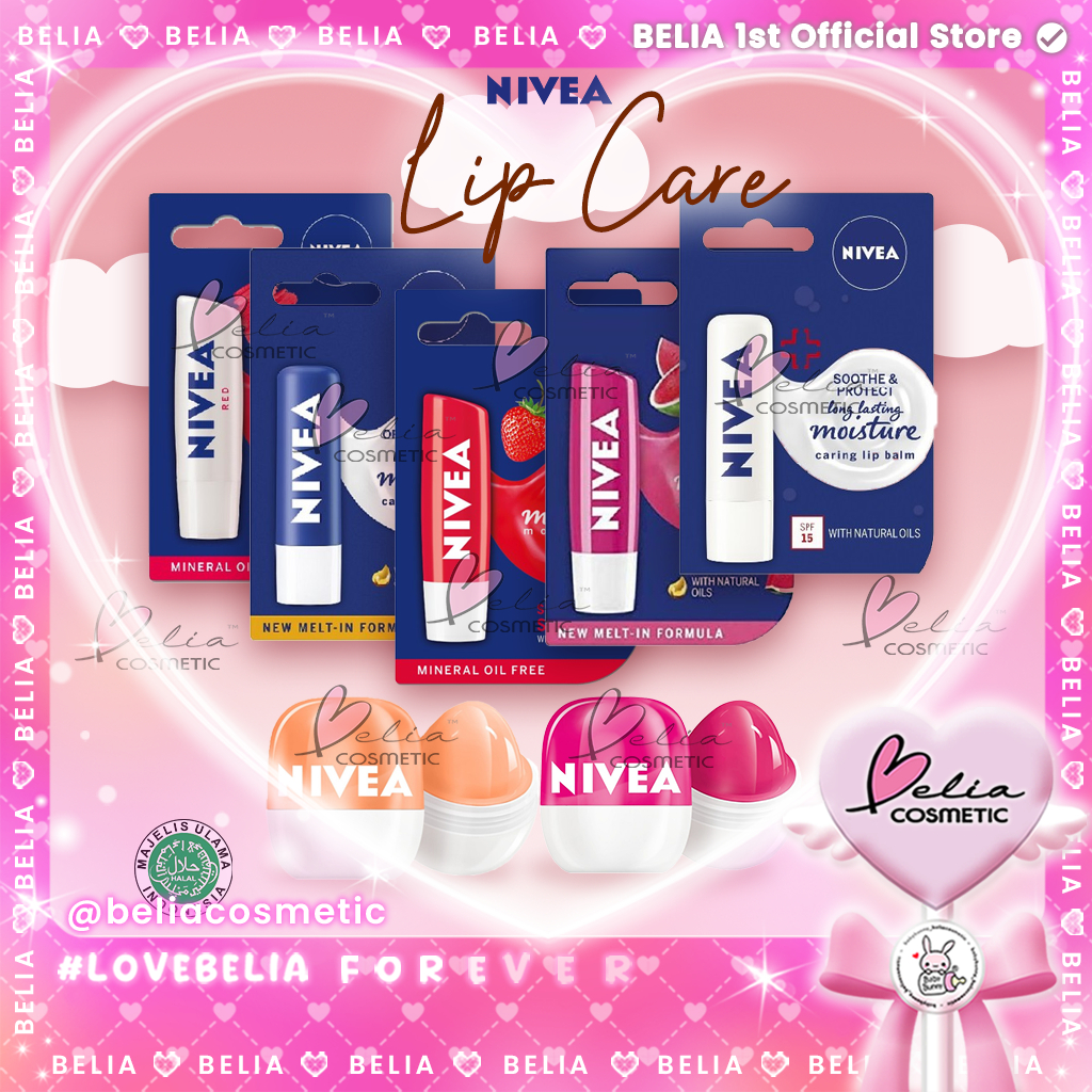 [ BELIA ] NIVEA Lip Care | Lip Balm | Lip Ball | Original Care | Strawberry | SPF15 | Red (BPOM)