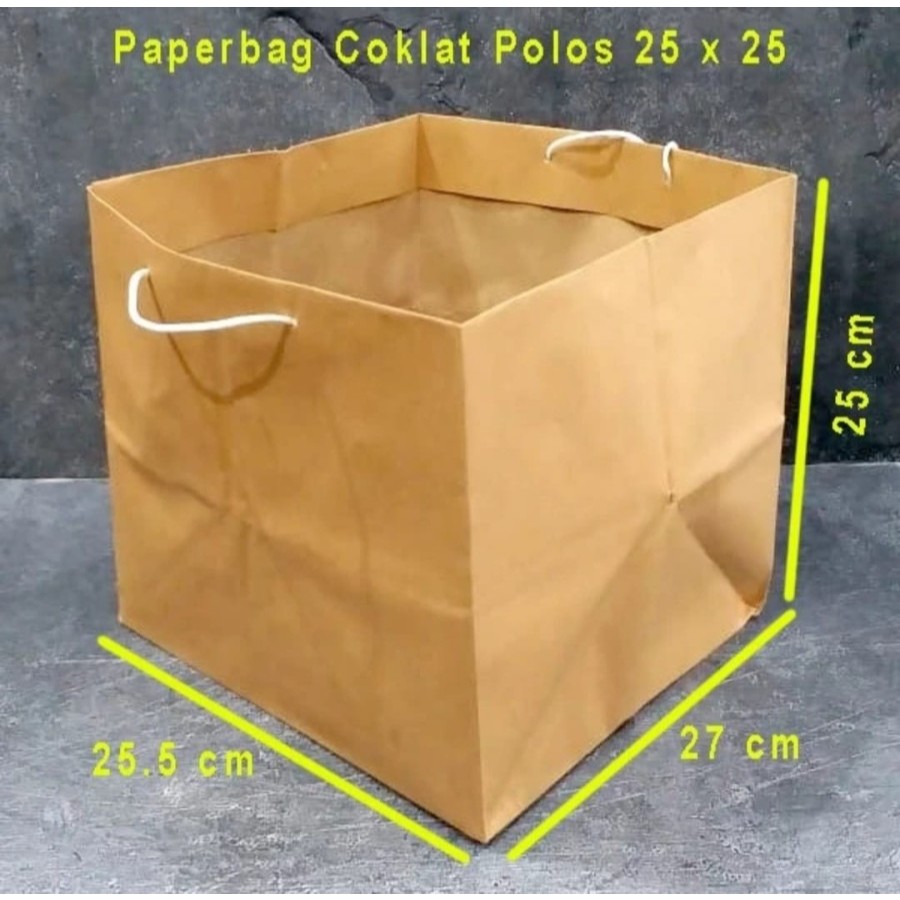 

PAPER BAG COKLAT POLOS 25X25 / TAS KERTAS WARNA COKLAT POLOS 25X25